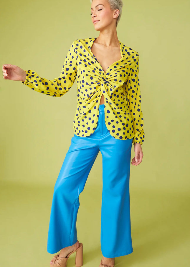 Yellow Silk Blend Polka Dot Parma Blouse-1