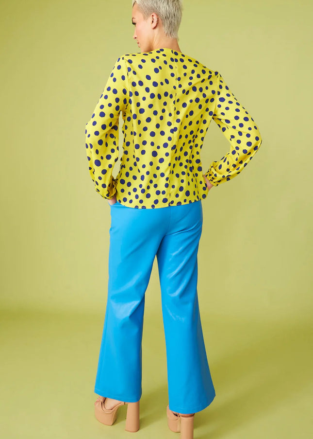 Yellow Silk Blend Polka Dot Parma Blouse-2