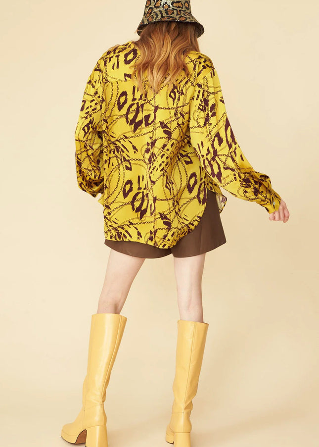 Yellow Tencel Blend Lucky Chain Shirt-4