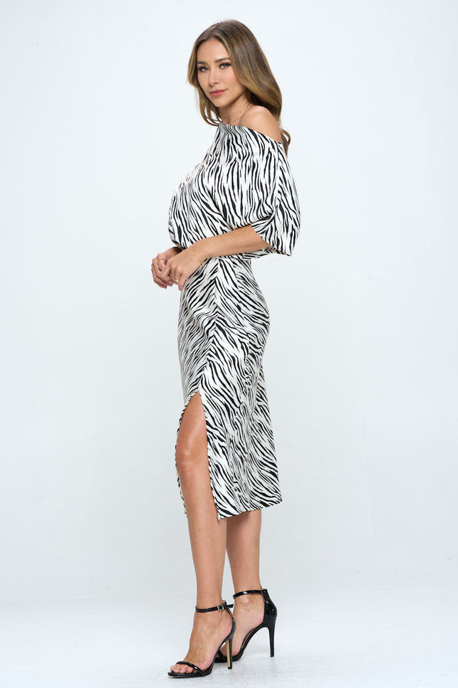 Zebra Print Dress with Slit-3