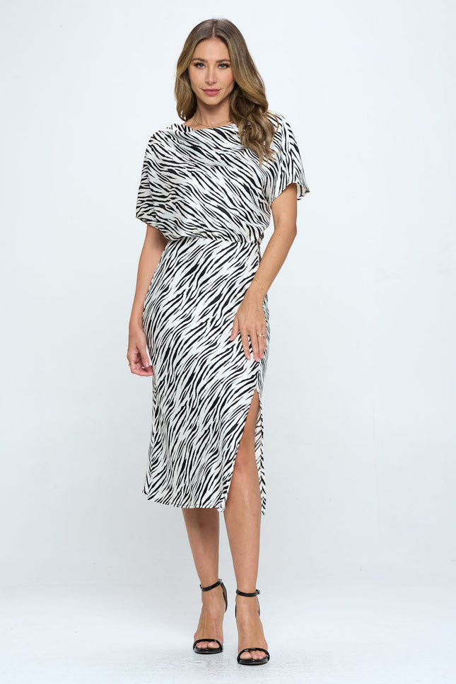 Zebra Print Dress with Slit-1