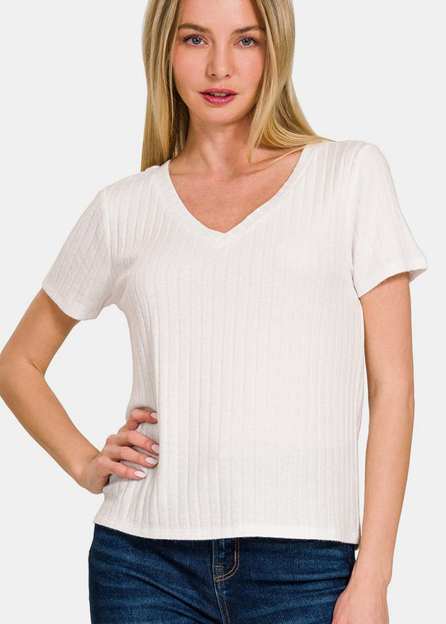 Zenana Ribbed Short Sleeve T-Shirt