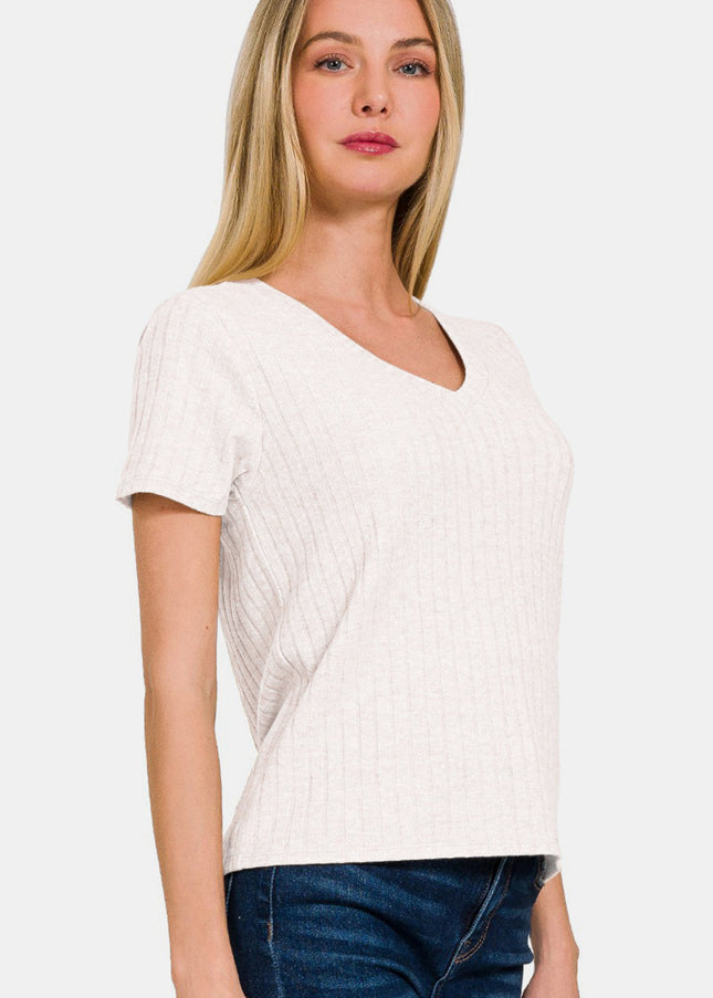 Zenana Ribbed Short Sleeve T-Shirt