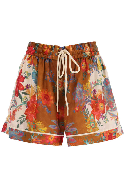 Zimmermann 'ginger' shorts with floral motif-women > clothing > trousers > shorts-Zimmermann-2-Brown-Urbanheer