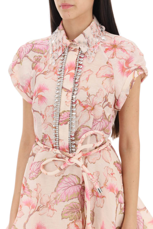 Zimmermann             matchmaker flip floral dress with appliqués - Pink