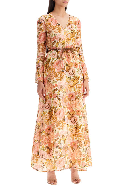 Zimmermann             maxi linen golden plunge dress with