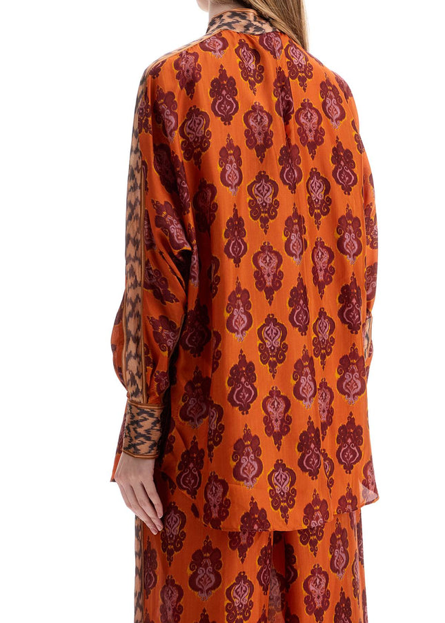 Zimmermann orange silk shirt ikat long sleeve loose fit