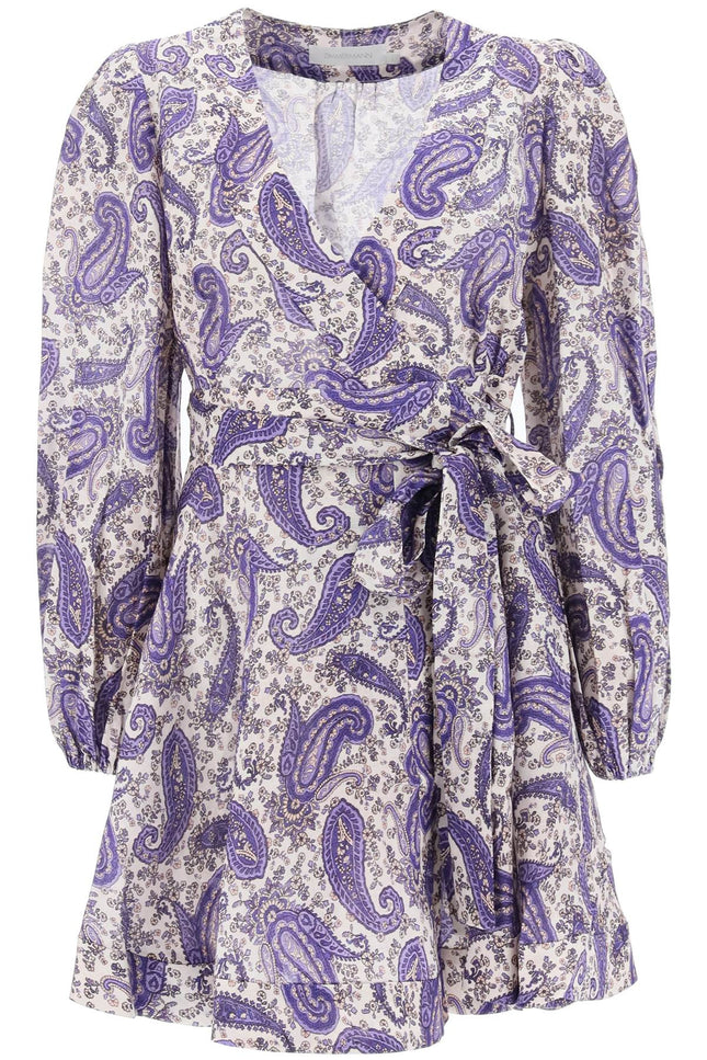 Zimmermann             paisley print linen devi wrap minidress - White