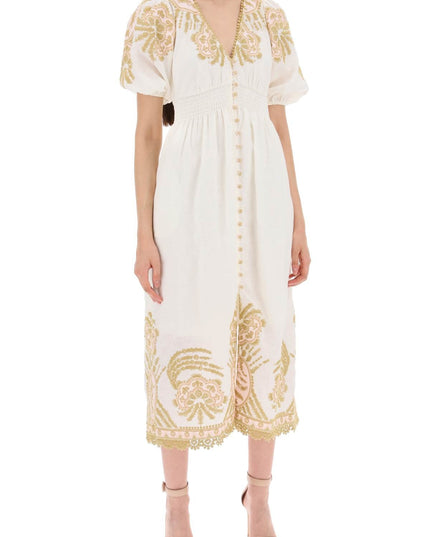 Zimmermann "waverly embroidered linen dress"