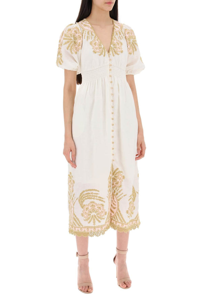 Zimmermann "waverly embroidered linen dress"