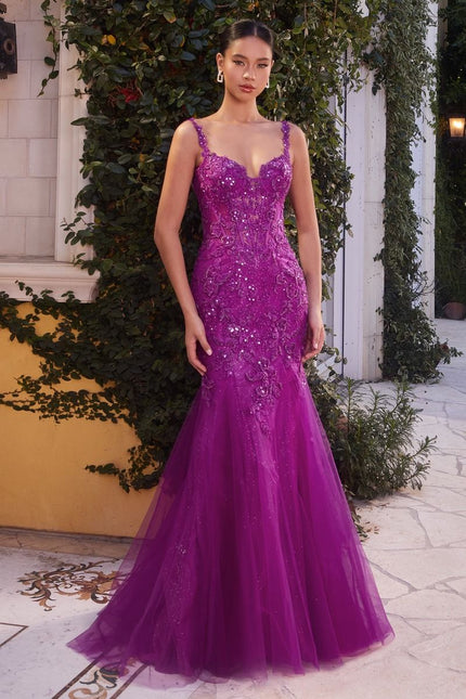 Lace & Tulle Mermaid Gown-Nightgown-Tux-USA-10-Amethyst-Urbanheer