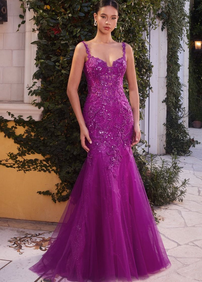 Lace & Tulle Mermaid Gown-Nightgown-Tux-USA-10-Amethyst-Urbanheer