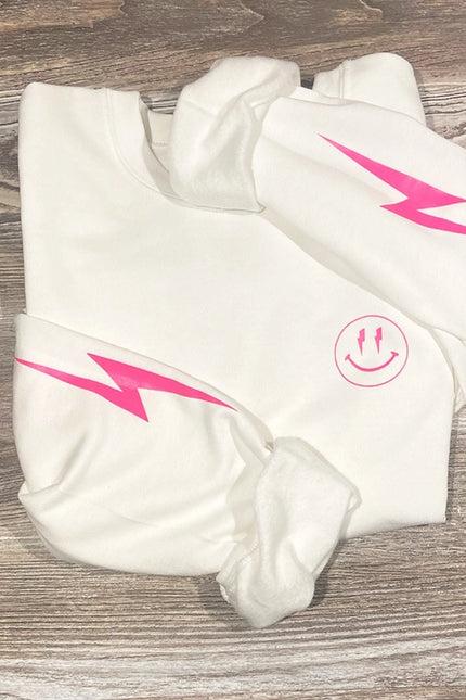 Lightning Bolt Smiley Face Crewneck Sweatshirt-Sweatshirt-Lifestyle Outpost-Urbanheer