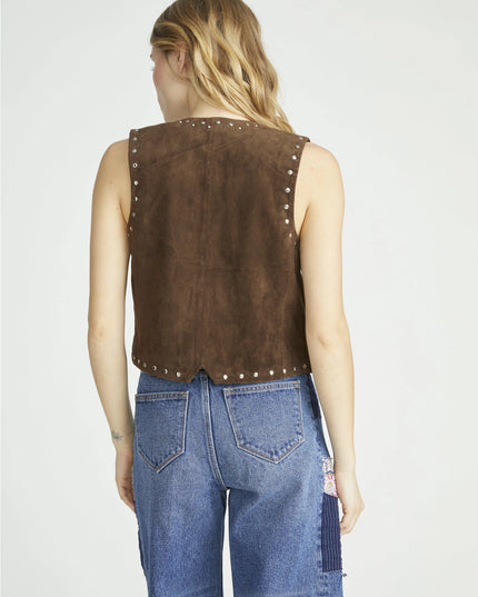 Chocolate Suede Studded Vest-Clothing - Women-Driftwood-Urbanheer