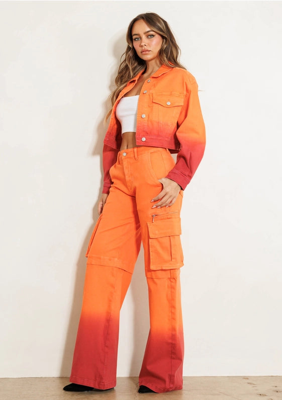 Color Palette Denim Jacket - Orange-Clothing - Women-Vibrant M.i.U-Urbanheer