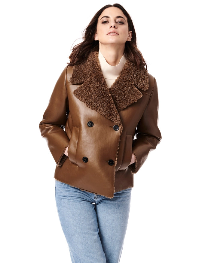 Faux Sherpa Db Jacket-Jacket-Bernardo-Saddle-S-Urbanheer