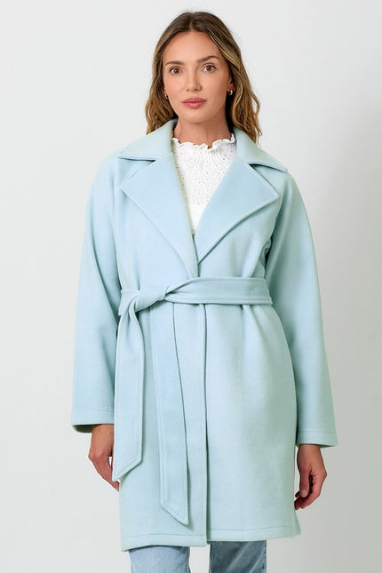 Lapel Collar Robe Coat  Blue Breeze