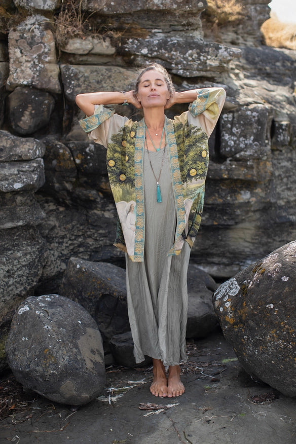 Tree Of Life Bamboo Bohemian Kimono Cardigan With Belt-Kimonos-Market of Stars-Urbanheer