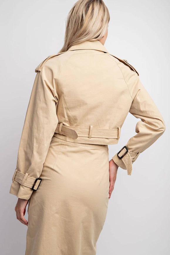 Belt Detail Crop Woven Jacket Taupe-Jacket-EDIT by NINE-Urbanheer