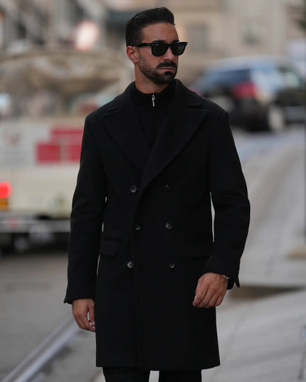 Double Breasted Overcoat Black-Clothing - Men-Donato-S-Urbanheer