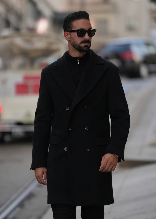 Double Breasted Overcoat Black-Clothing - Men-Donato-S-Urbanheer