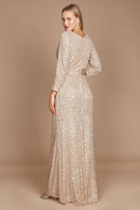 Long Sleeve Sequin Formal Dress Wholesale Gold-Dress-Dylan & Davids-20-Urbanheer