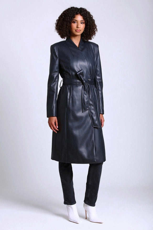 Faux-Ever Leather™ Overlap Collar Coat-COAT-Avec Les Filles-XS-Urbanheer