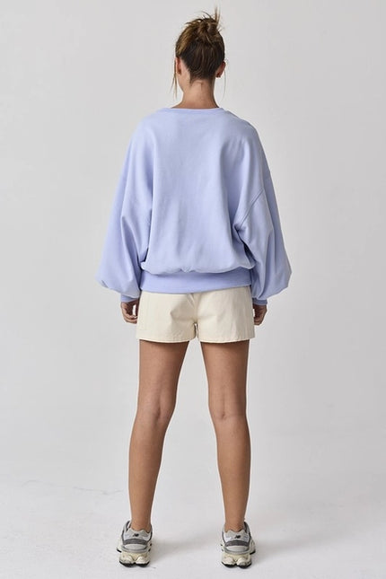 Aubrey Washed Oversized Top Light Blue-TOP-Papermoon-Urbanheer