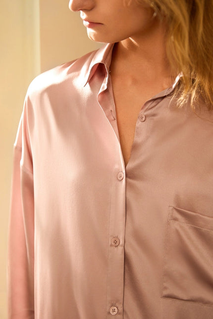 Classic Silk Nightshirt Rosy Pink-Nightshirt-MommeSilk-Urbanheer