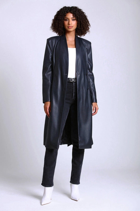 Faux-Ever Leather™ Overlap Collar Coat-COAT-Avec Les Filles-XS-Urbanheer