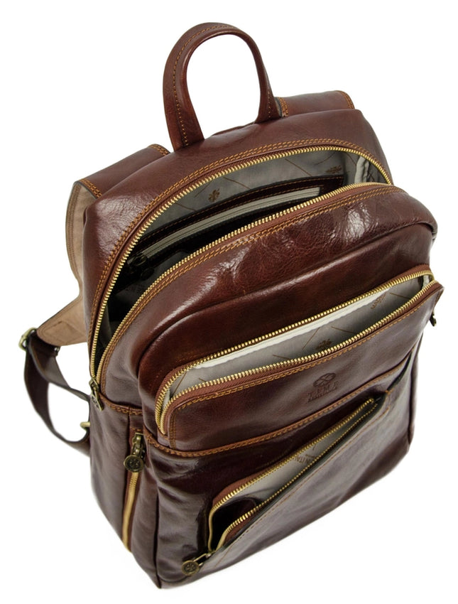 Brown Large Leather Backpack - L.A. Confidential Brown