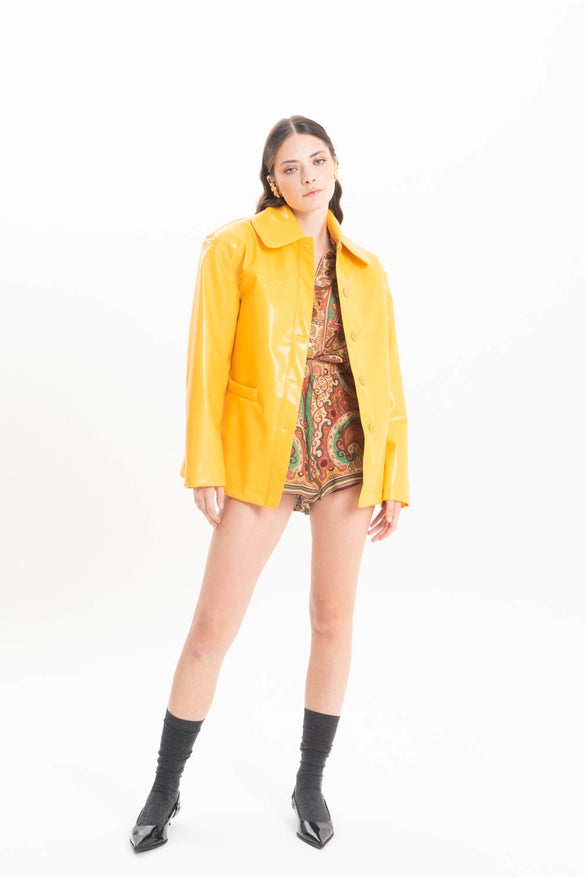 Ochre Imitation Leather Jacket-Jacket-Nicole Baratta-One size-Urbanheer