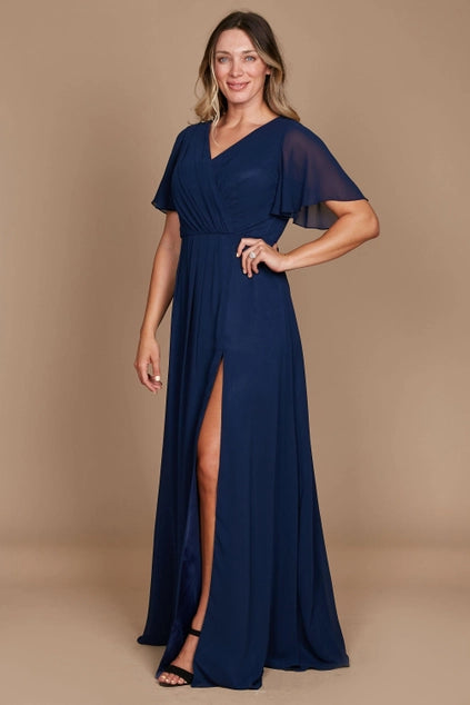 Dylan & Davids Short Sleeve Long Formal Dress-Dylan & Davids-Navy-L-Urbanheer