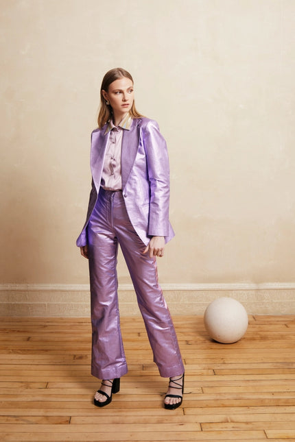 Lilac Metallic Pants-Pants-La fuori-XS-Urbanheer