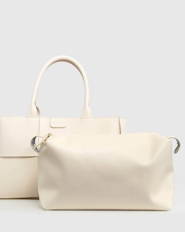 Long Way Home Woven Tote - Cream-Bag-Belle & Bloom-Cream-W 35cm x H 23cm x D 11cm-Urbanheer