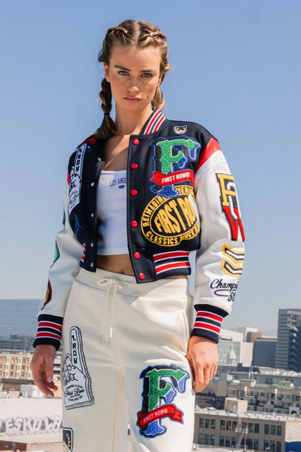 Championship Winner Cropped Varsity Jacket-Jacket-First Row-Urbanheer