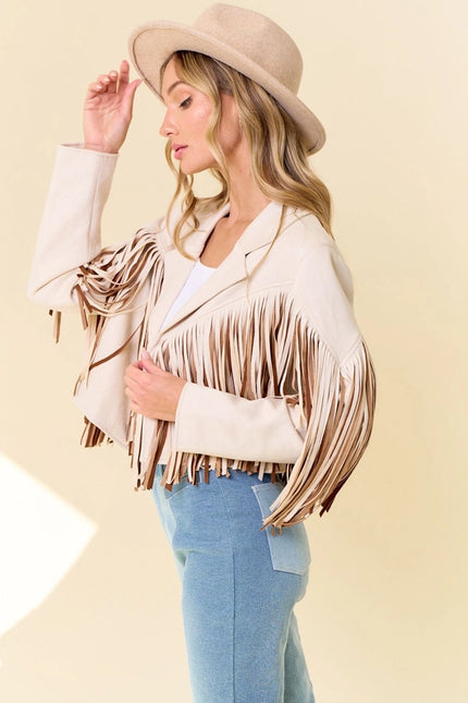 Cream Multi Color Fringe Open Front Jacket-Jacket-Saints & Hearts-Urbanheer