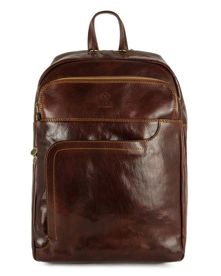 Brown Large Leather Backpack - L.A. Confidential Brown