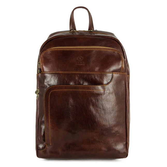 Brown Large Leather Backpack - L.A. Confidential Brown