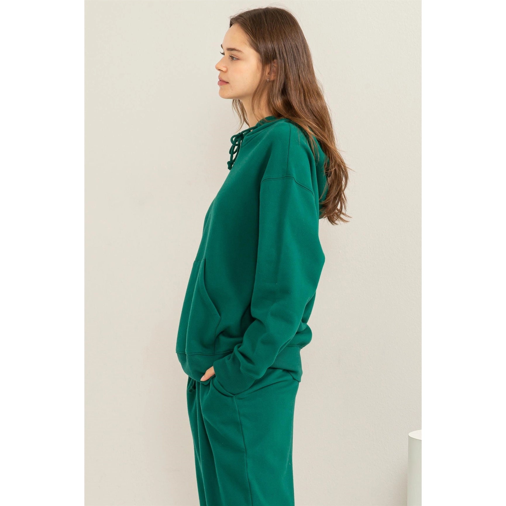 Weekend Chiller Drop Shoulder Oversized Hoodie - Green-Clothing - Women-HYFVE-Urbanheer