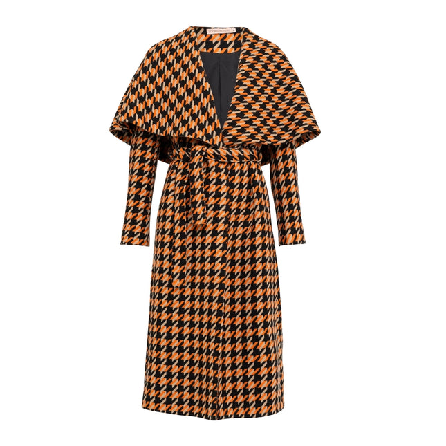 Orange Houndstooth Coat-COAT-Dolores Promesas-Urbanheer