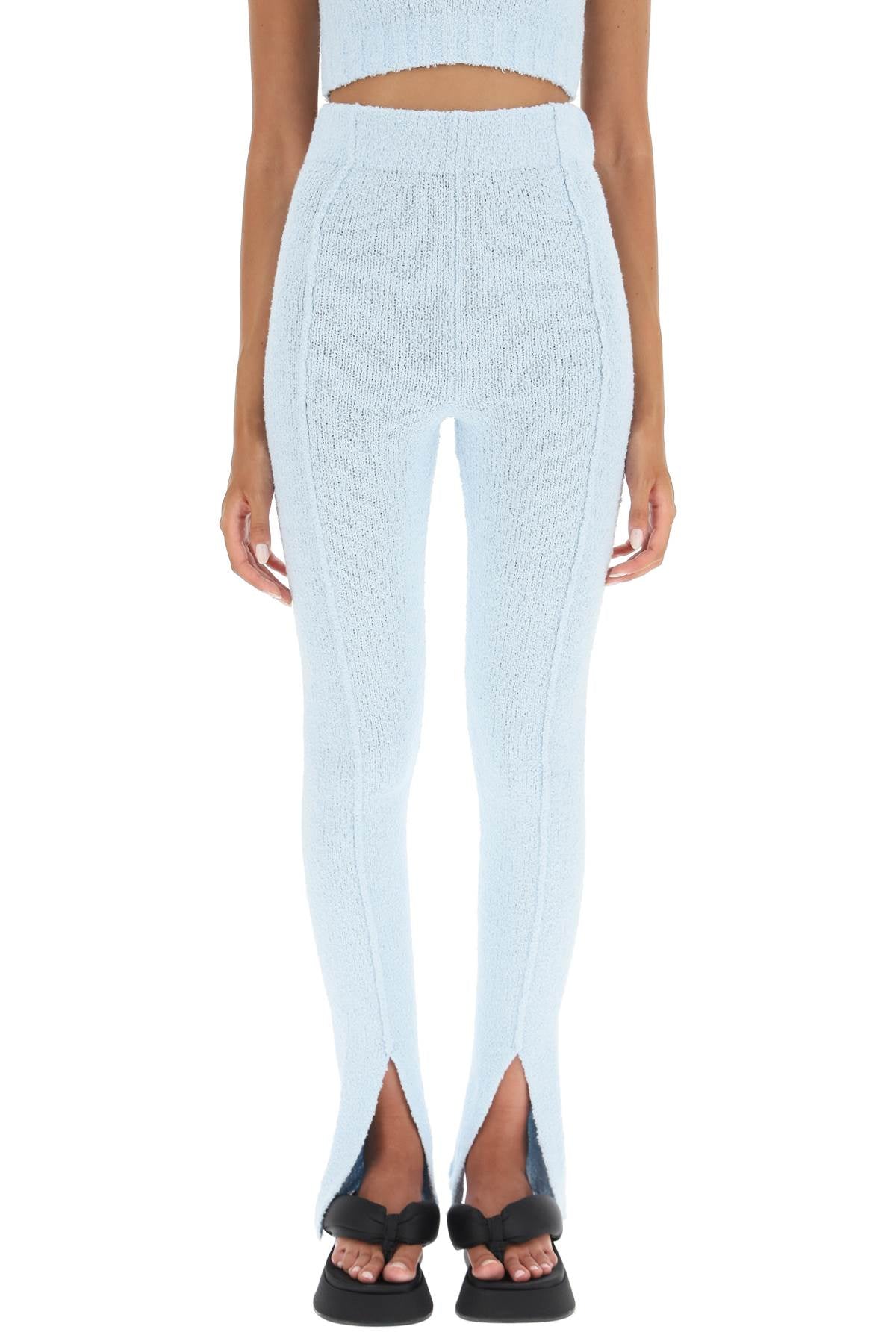 'Aliciana' Bouclé Knitted Leggings - Light Blue