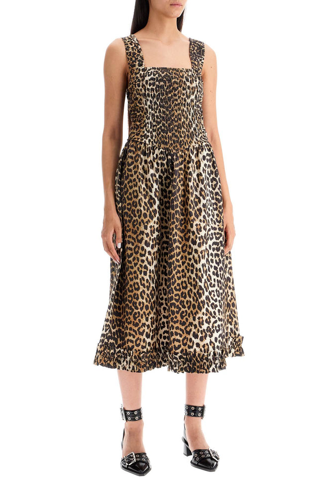 Animal Print Cotton Dress - Beige