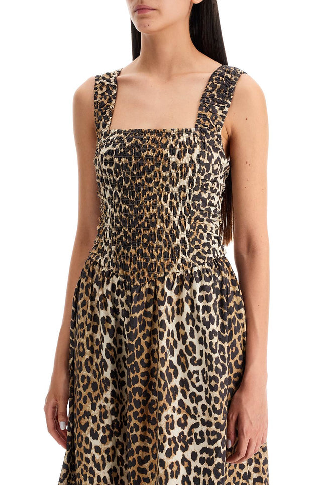 Animal Print Cotton Dress - Beige