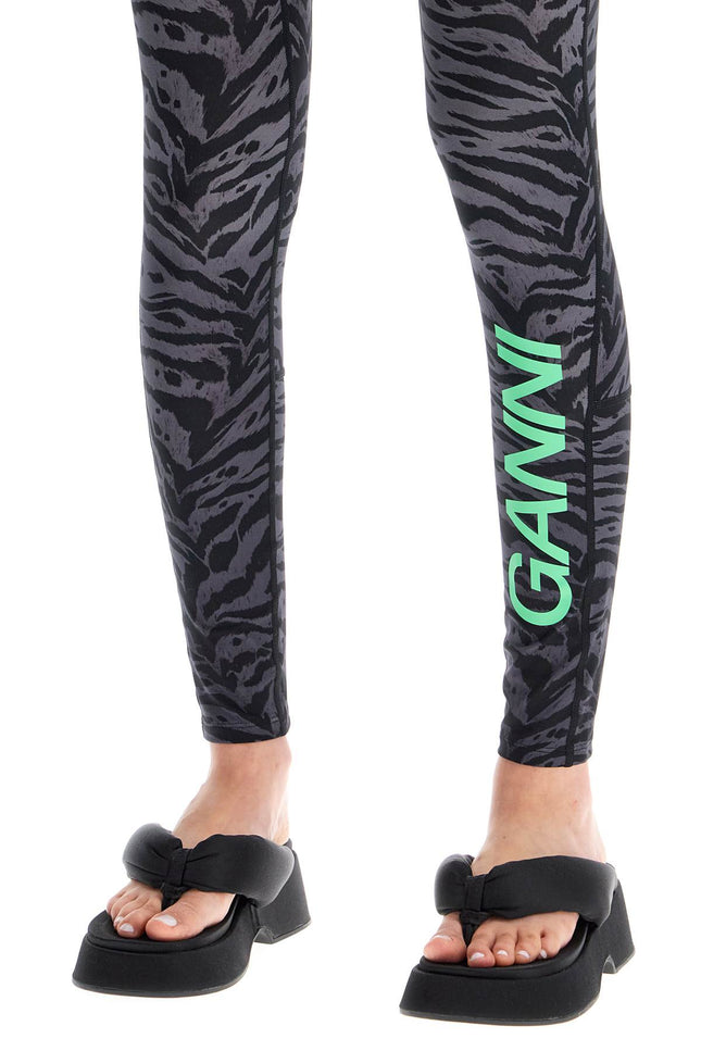 Animal Print Sports Leggings - Grey