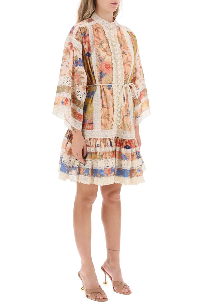 August Lace Trimmed Cotton Mini Dress - Multicolor