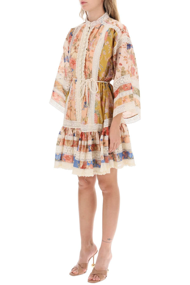 August Lace Trimmed Cotton Mini Dress - Multicolor