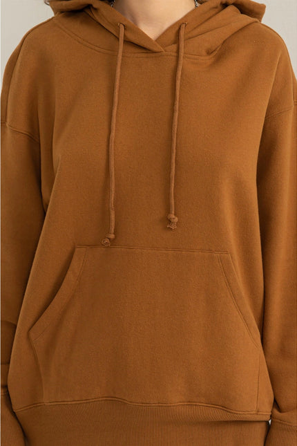 Weekend Chiller Drop Shoulder Oversized Hoodie - Brown-Clothing - Women-HYFVE-Urbanheer