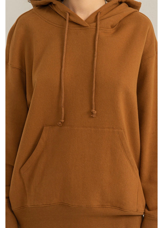 Weekend Chiller Drop Shoulder Oversized Hoodie - Brown-Clothing - Women-HYFVE-Urbanheer