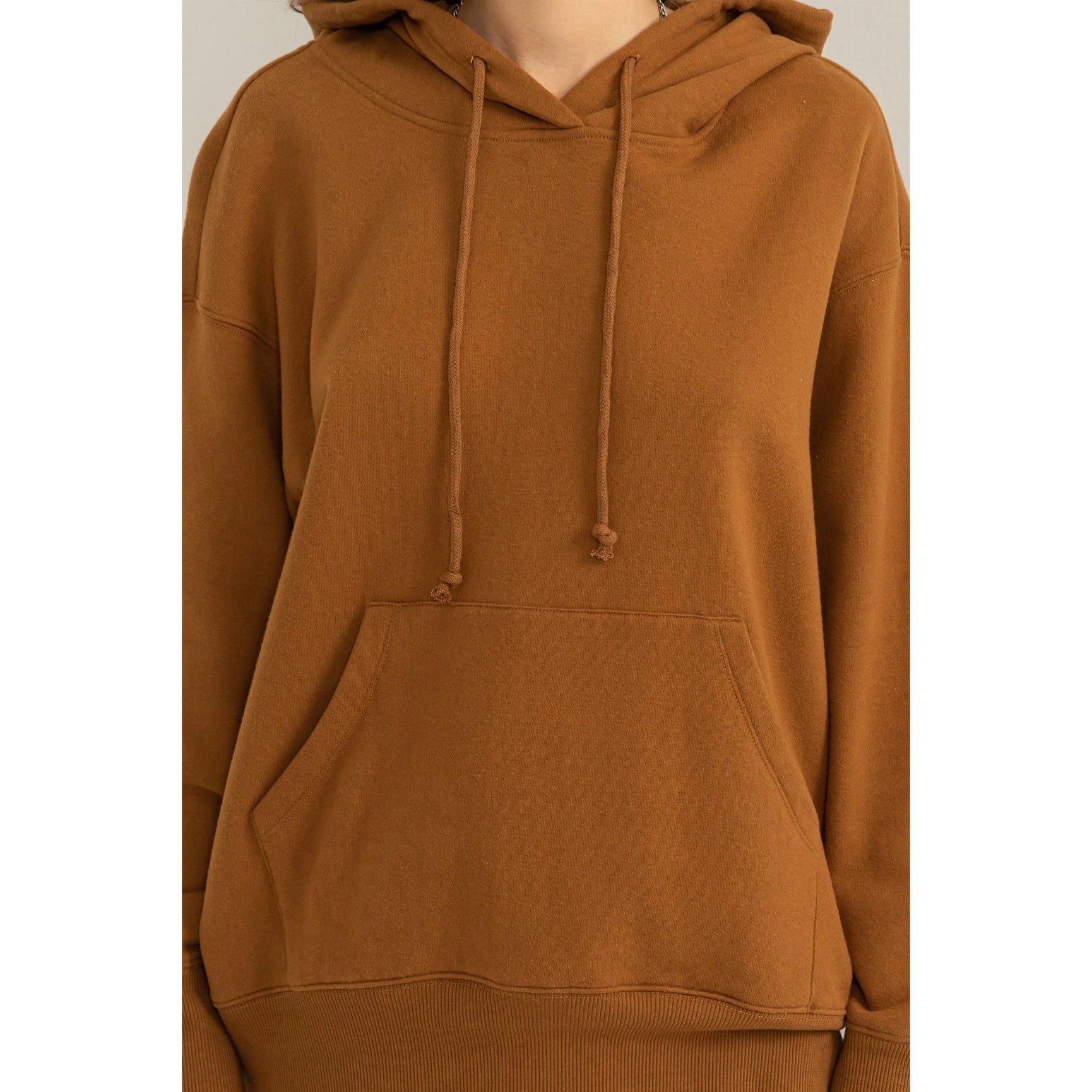 Weekend Chiller Drop Shoulder Oversized Hoodie - Brown-Clothing - Women-HYFVE-Urbanheer